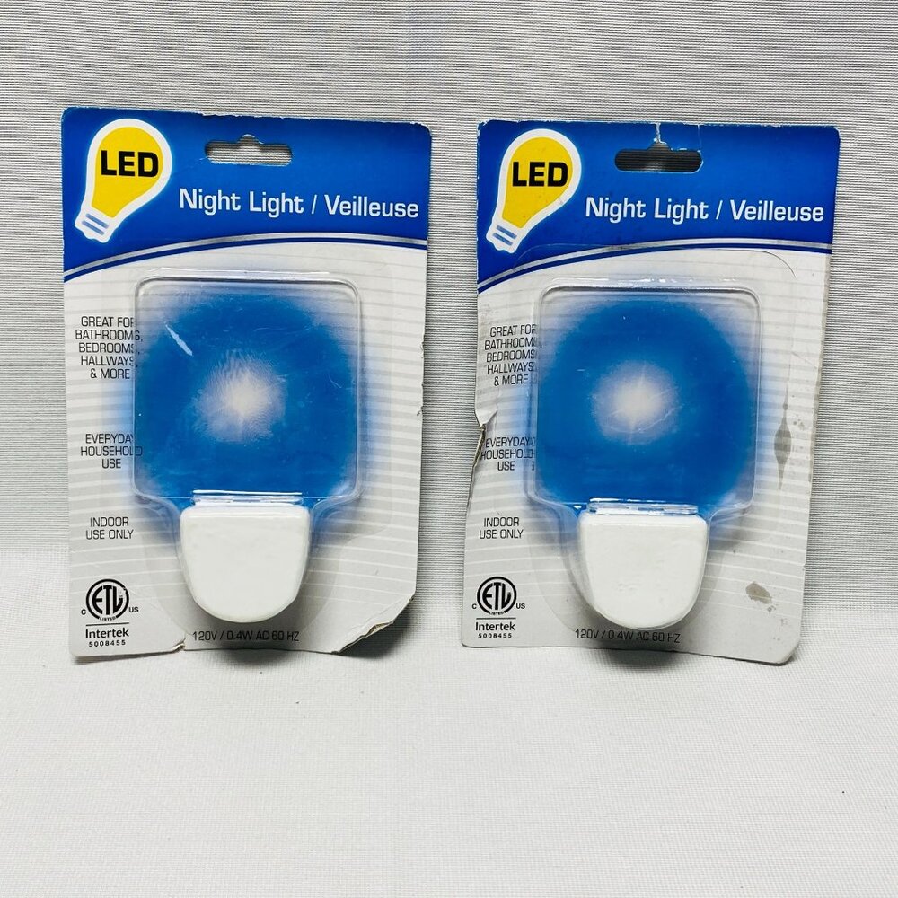 LED Blue Night Light Plug-In For Bedrooms Bathrooms Hallways & Indoor Use